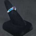 Size 8 1/4 - arrow Blue Fire Opal micro CZ trillion-cut Amethyst sterling silver ring