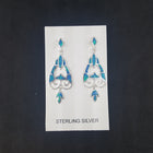Spiral Triangle Dream Catcher Blue Fire Opal Sterling silver stud earrings