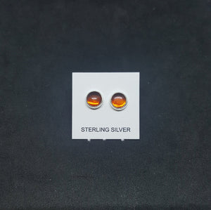 5mm Amber square sterling silver stud earrings