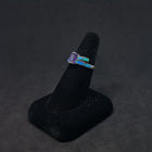 Size 8 - Tied up rectangle Amethyst Blue opal Sterling silver ring