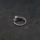 Size 8 - Tied up rectangle Amethyst Blue opal Sterling silver ring