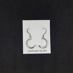 1/2 inches Hoop Blue fire Opal Sterling silver crescent shape dangle/drop earrings