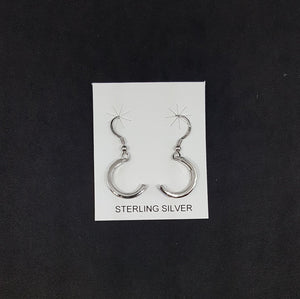 1/2 inches Hoop Blue fire Opal Sterling silver crescent shape dangle/drop earrings
