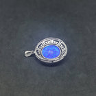 Shiny Birthstone with Zic Zac design Blue fire Opal Sterling silver round opal pendant