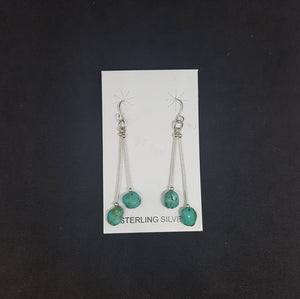 Two Stones Kingman Turquoise Sterling silver dangle earrings