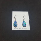 Striped Teardrop Blue fire Opal Sterling silver dangle/drop earrings