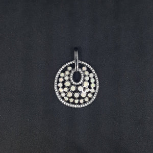 Grapes small white fire opal micro cz round shape rhodium over sterling silver pendant