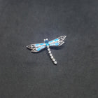 Shiny Dragon fly oval Topaz  Blue fire opal micro CZ sterling silver pendant