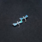 Shiny Double Dragon fly oval Topaz  Blue fire opal  sterling silver opal pendant