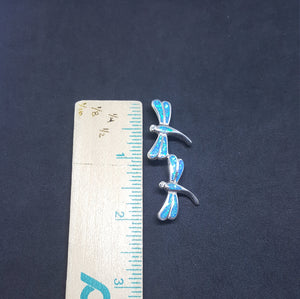 Shiny Double Dragon fly oval Topaz  Blue fire opal  sterling silver opal pendant