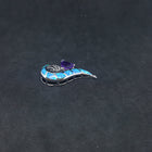 Blue Fire Opal Amethyst triangle shape sterling silver pendant necklace