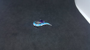 Blue Fire Opal Amethyst triangle shape sterling silver pendant necklace