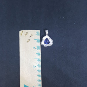 Blue Fire Opal flower shape with Triangles shape tanzanite sterling silver pendant