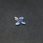 Blue Fire Opal flower shape with Triangles shape Amethyst and CZ sterling silver pendant