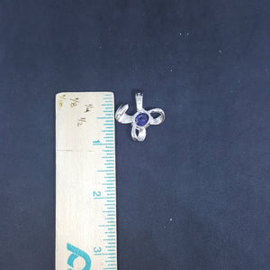 Blue Fire Opal flower shape with Triangles shape Amethyst and CZ sterling silver pendant