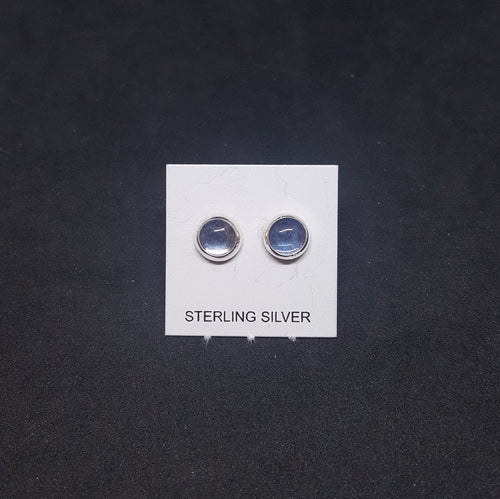 5 mm round Blue Quartz sterling silver stud earrings