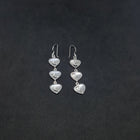 3 Hearts link with Striped Blue Fire Opal Sterling Silver Dangle Earrings