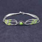 7 inches Round Gaspeite daisy twisted design sterling silver beaded bracelet