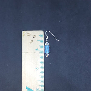 Candy Crystal cylindrical shape white crystal sterling silver dangle earrings