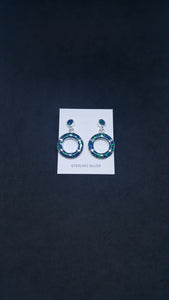 Circle Green Fire  Opal Round stone Sterling silver Stud Earrings