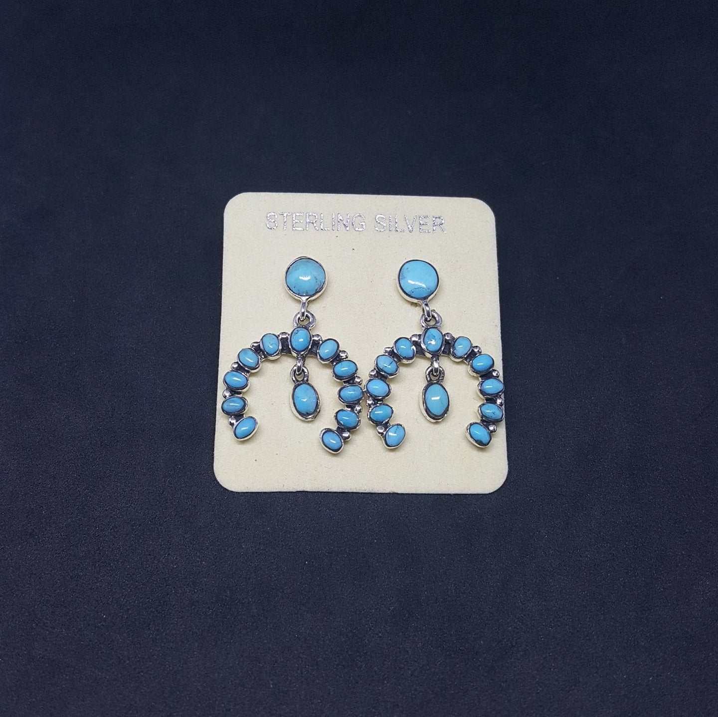 Southwest blossom cluster petit point kingman turquoise sterling silver stud earrings