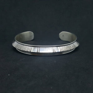 Navajo New Cuff Simple native lines Sterling silver Stamped Johnathan Nez