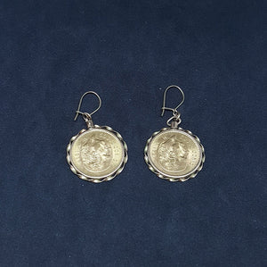 Cinco Pesos Mexicanos Golden Coin dangle earrings