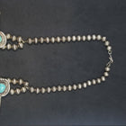 Vintage Navajo Kingman turquoise squash blossom Sterling silver necklace