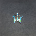 Butterfly inlay multi- Stone sterling silver pendant necklace