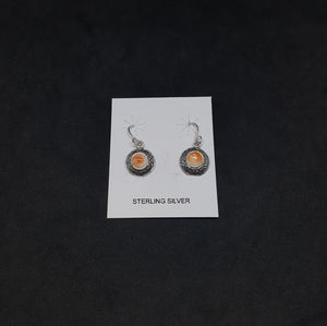 Symbol Design Spiny Oyster Sterling Silver Dangle Earrings