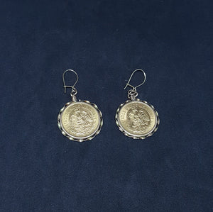 Cinco Pesos Mexicanos Golden Coin dangle earrings
