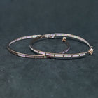 2 inches Circle Pink fire opal rose gold over sterling silver hoop earrings