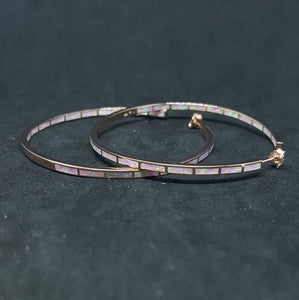 2 inches Circle Pink fire opal rose gold over sterling silver hoop earrings