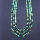 3 strands sterling silver Natural heishi Kingman turquoise beaded necklace