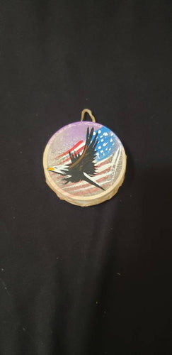 American Eagle hand painted drum, 2 inches magnetic