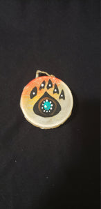 2 inch magnetic drum painting, bear paw