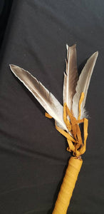 Native American feather fan wrap in leather hand painting 8 feathers 24 inches prayer fan