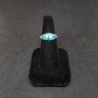 Perfect middle Squares inlay multistone Turquoise Mother of Pearl Opal Sandstone Sterling silver ring size 9 signed JM