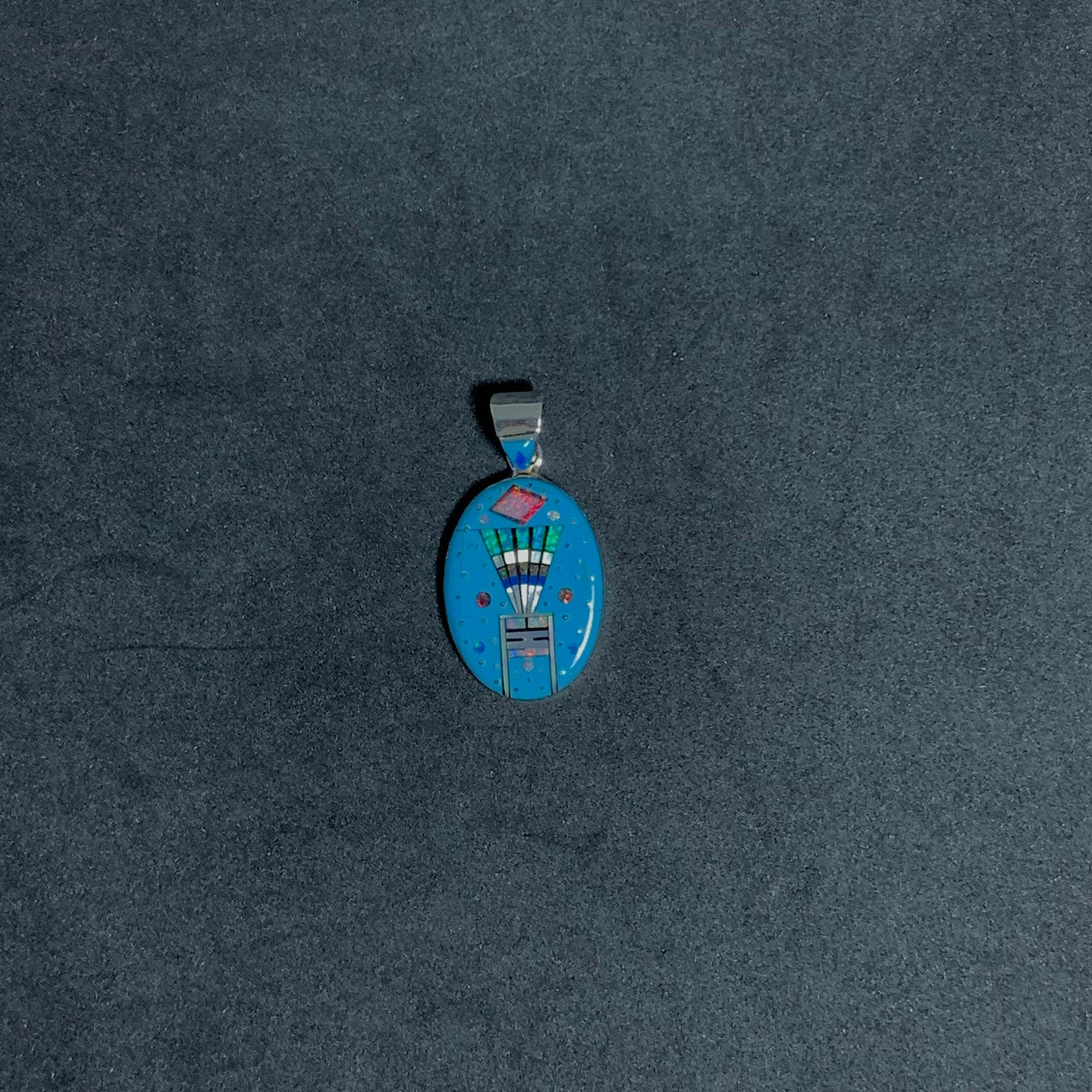 Galaxy zuni sunface native inlay multi-stones sterling silver pendant