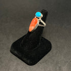 Spiny Oyster Turquoise  Oval teardrops Sterling silver ring  Signed by Gabby