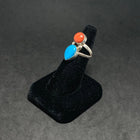 Spiny Oyster Turquoise  Oval teardrops Sterling silver ring  Signed by Gabby