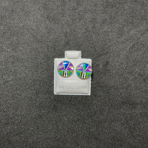 8 mm Micro Inlay turquoise stud earrings - sterling silver