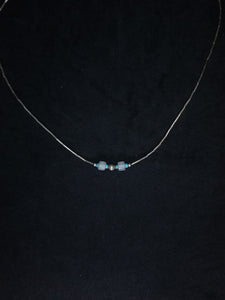 14 inches 3 Spheres Native American turquoise sterling silver chain necklace