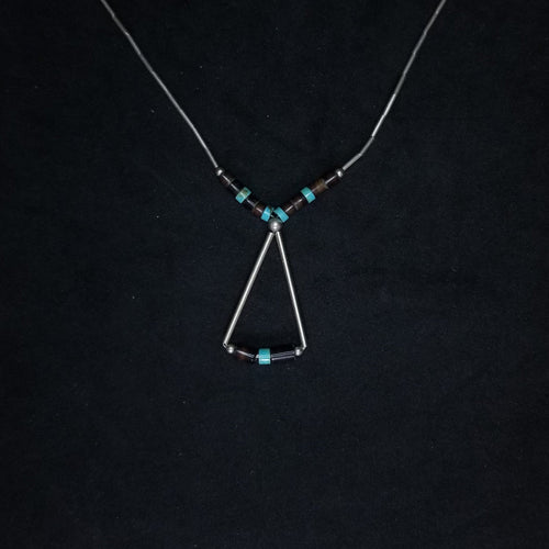 14 inches Native American Fetish turquoise sterling silver chain necklace