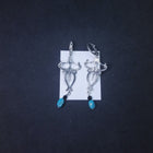 Inlay Black Onyx Turquoise and  sterling silver Graving Designed dangles earrings - Vintage