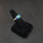 Perfect middle Squares inlay multistone Turquoise Mother of Pearl Opal Sandstone Sterling silver ring size 9 signed JM