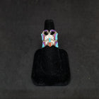 Colorful Butterfly inlay Mountain Turquoise Onyx Oyster Opal Sterling silver ring size 8 1/2
