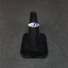 Simple Zig Zac design inlay multistone Turquoise Sandstone Lapis Opal Sterling silver ring size 8