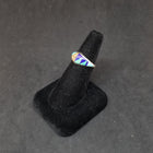 Simple Zig Zac design inlay multistone Turquoise Sandstone Lapis Opal Sterling silver ring size 8
