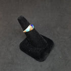 Simple Zig Zac design inlay multistone Turquoise Sandstone Lapis Opal Sterling silver ring size 8
